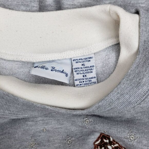 WOMENS Vtg  Sweatshirt Cardinals Bird Grannie Core Winter Embroidered Sz XL Cozy - Picture 4 of 8